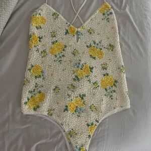 Free People Floral Textured Bodysuit